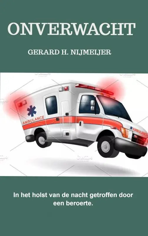 Ambulance wit en oranje met blauwe star of life emblem in onverwacht nacht getroffen product afbeelding