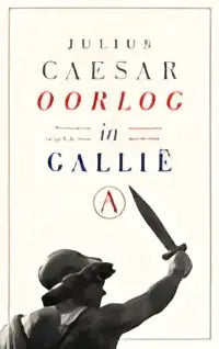 Een zwart-witte klassieke marmeren standbeeld van julius caesar met een dolk uit de collectie oorlog in gallië