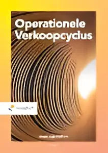 De cover van het boek operationele verkoopcyclus heeft een warm ontwerp met gouden concentrische lijnen op een oranje achtergrond