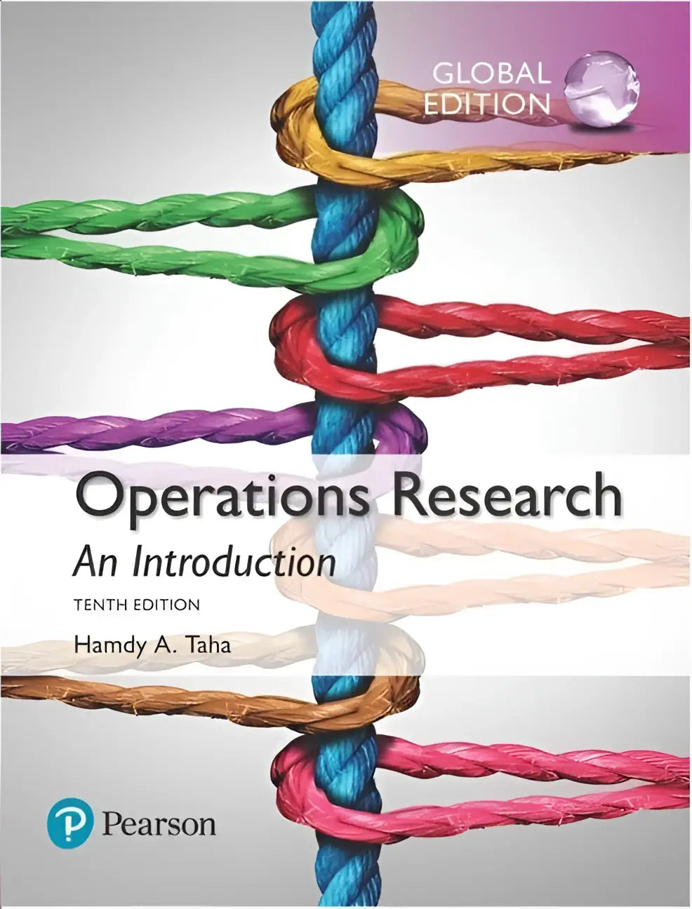 De cover van operations research an introduction global edition tiende editie door hamdy a toont een blauw ontwerp dat focus op algorithmic methoden biedt