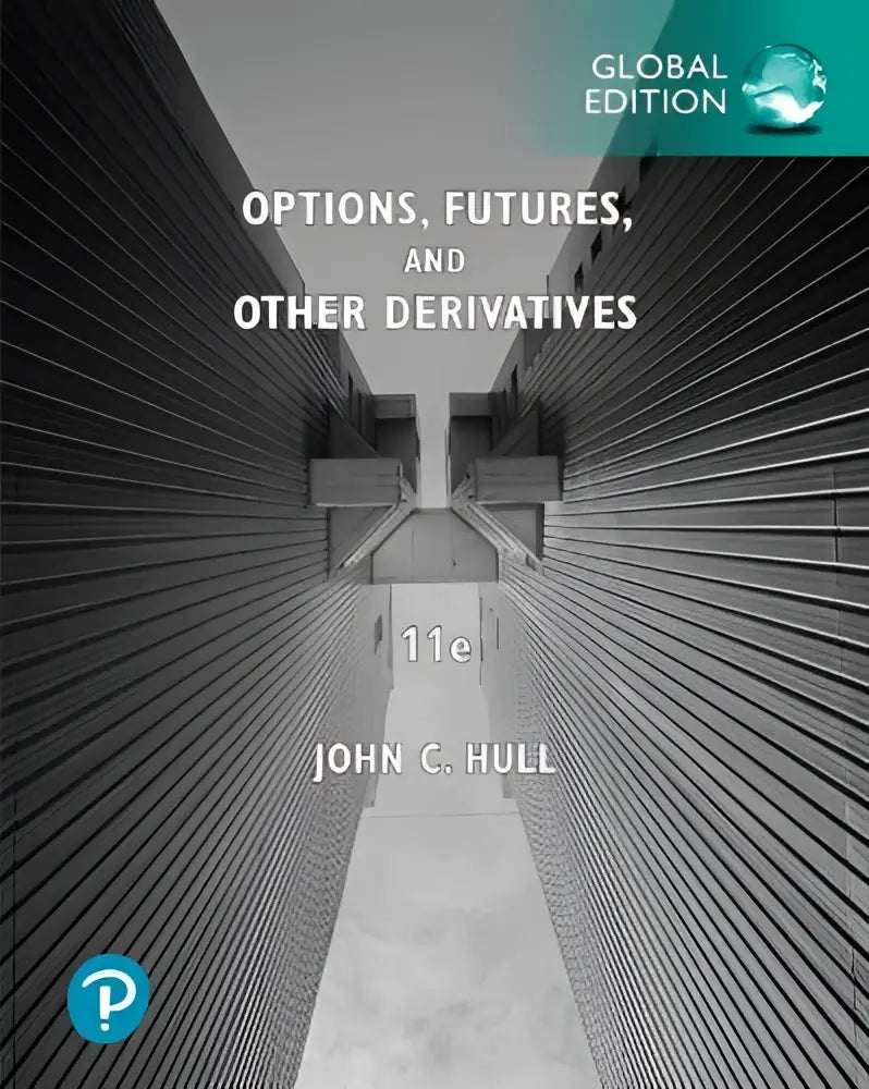Zwart-witte leerboekomslag van options futures and other derivatives door john c voor globale editie van other derivatives