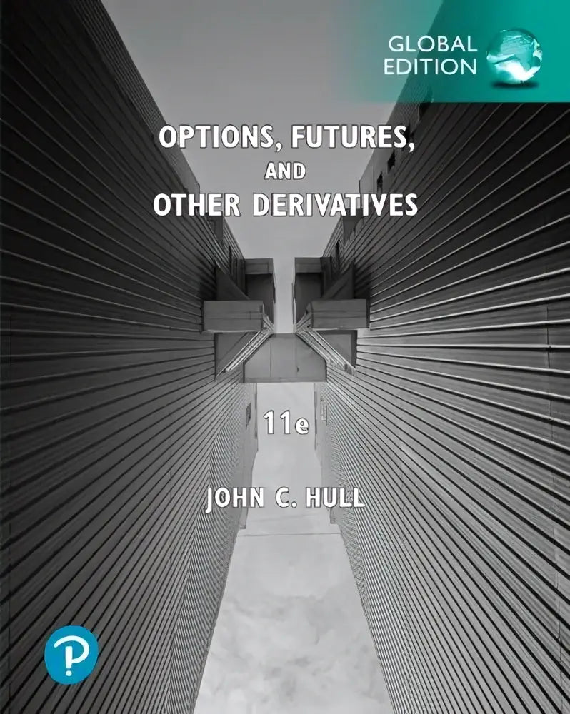 Zwart-wit tekstboekcover van options futures and other derivatives global edition door john c met focus op and other derivatives