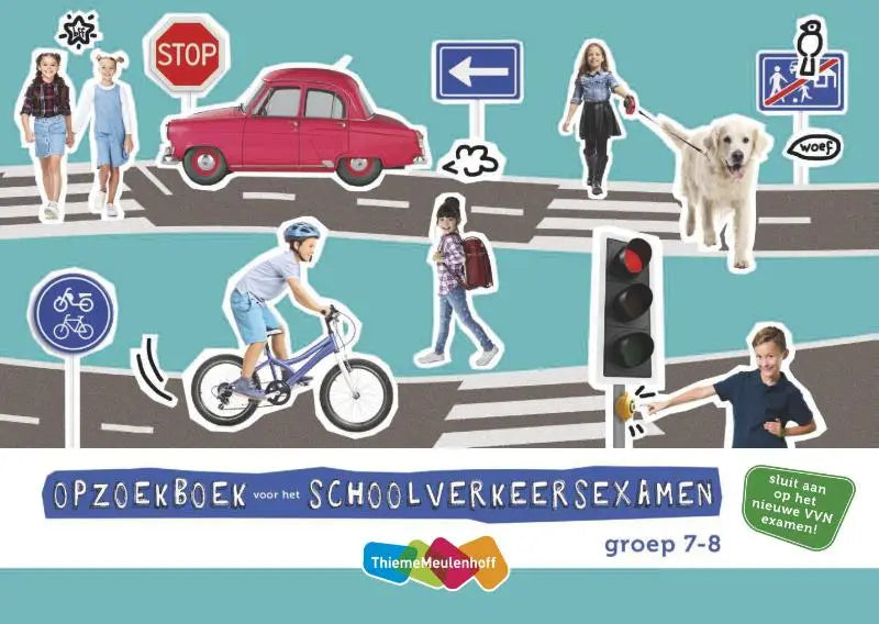 Rood vintage stijl auto met chrome accenten en witte wandbanden in opzoekboek voor het schoolverkeersexamen productfoto