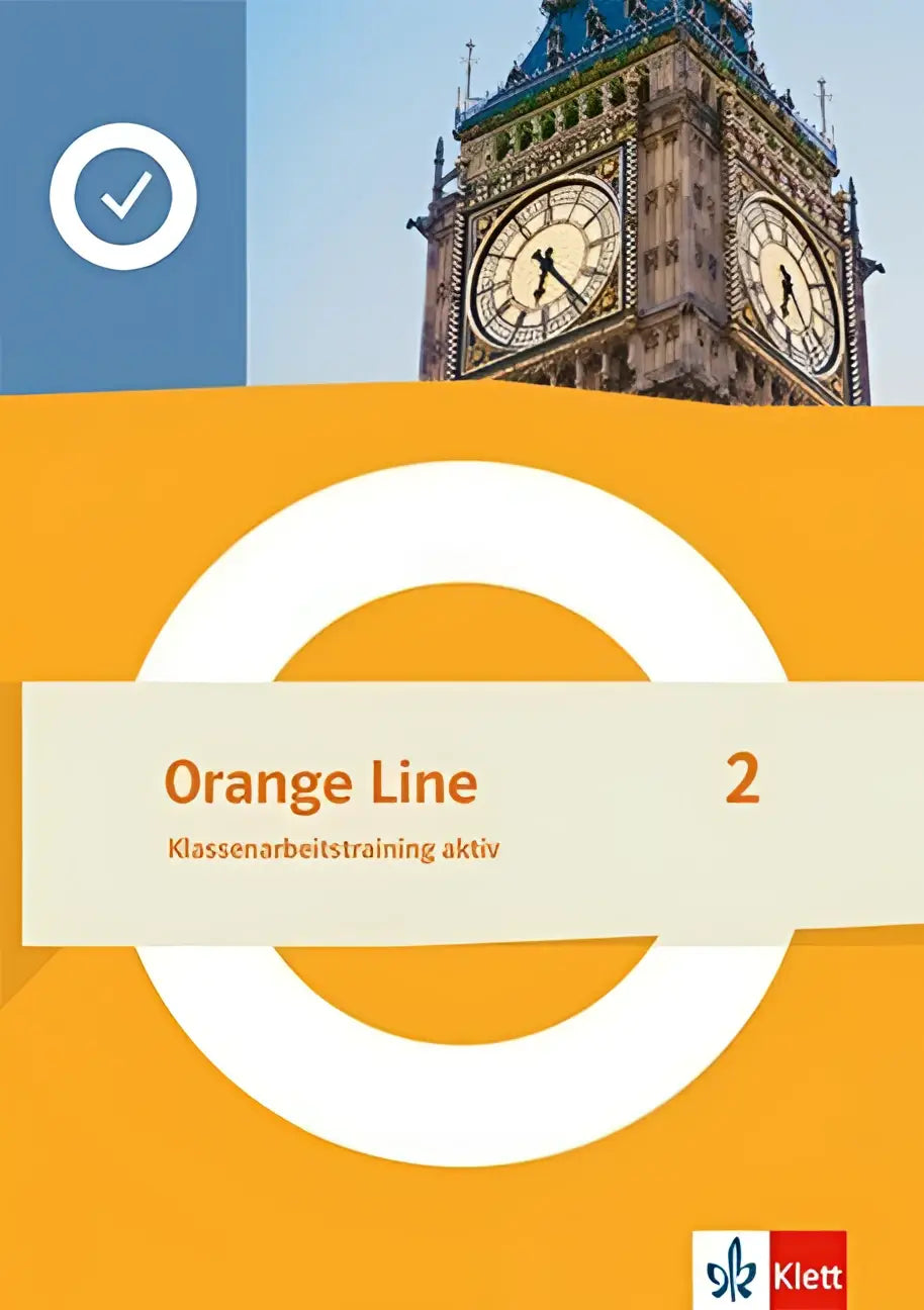 Educatief werkboek orange line 2 aktiv klasse met afbeelding van big ben op de omslag voor klas 6