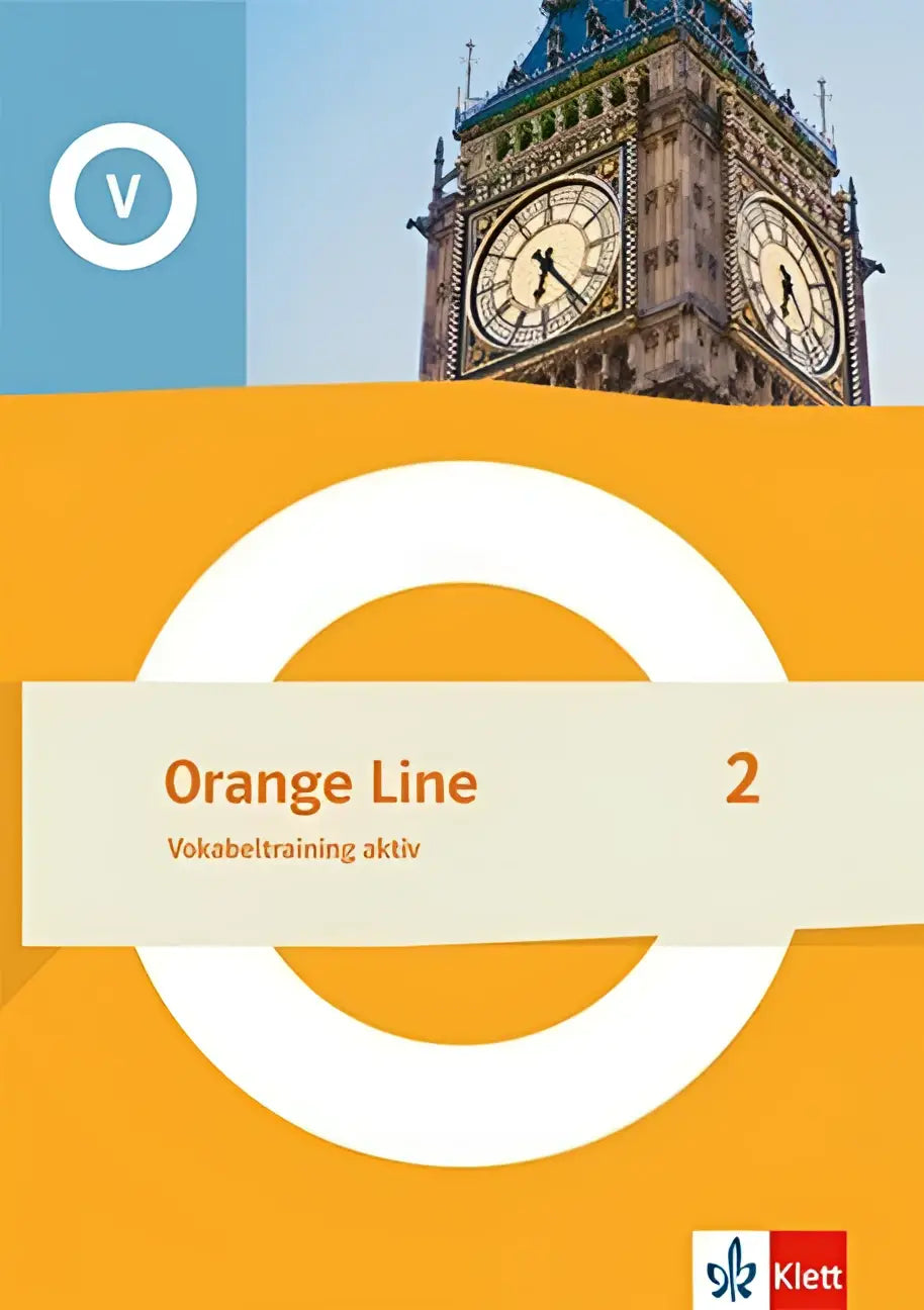 Orangelijn 2 vokabeltraining aktiv klasse 6 met levendige oranje omslag en Big Ben op de achtergrond