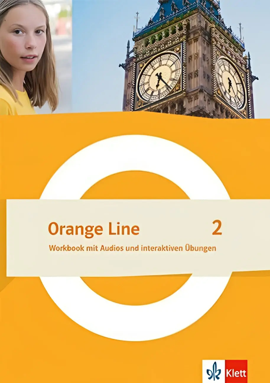 Orange line 2 workbook mit audios und interaktiven übungen klasse 6 mit orangefarbenem cover und weißen kreisen