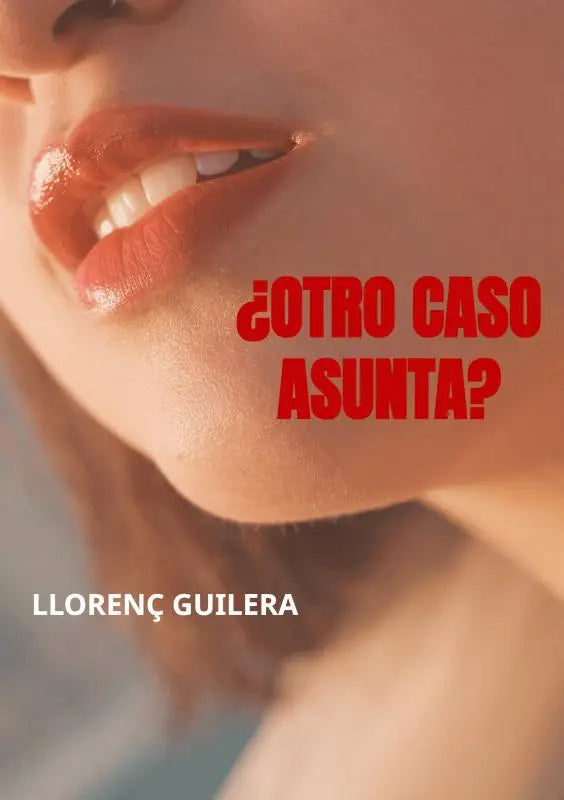 Close-up van glanzende koraalroze lippen bij het boek ¿otro caso asunta? over een pobre niña adoptada