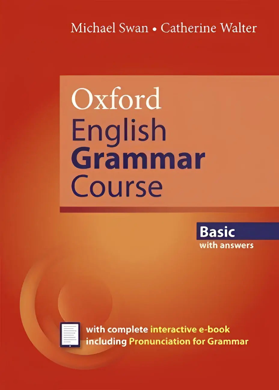 Oxford english grammar course basic textbook with answers in vibrant orange cover for english grammar course users