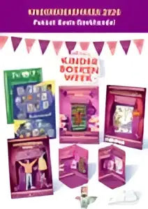 Pakket basis kinderboekenweek 2026 set van 10 glanzende boeken met roze en paarse patronen in boxset