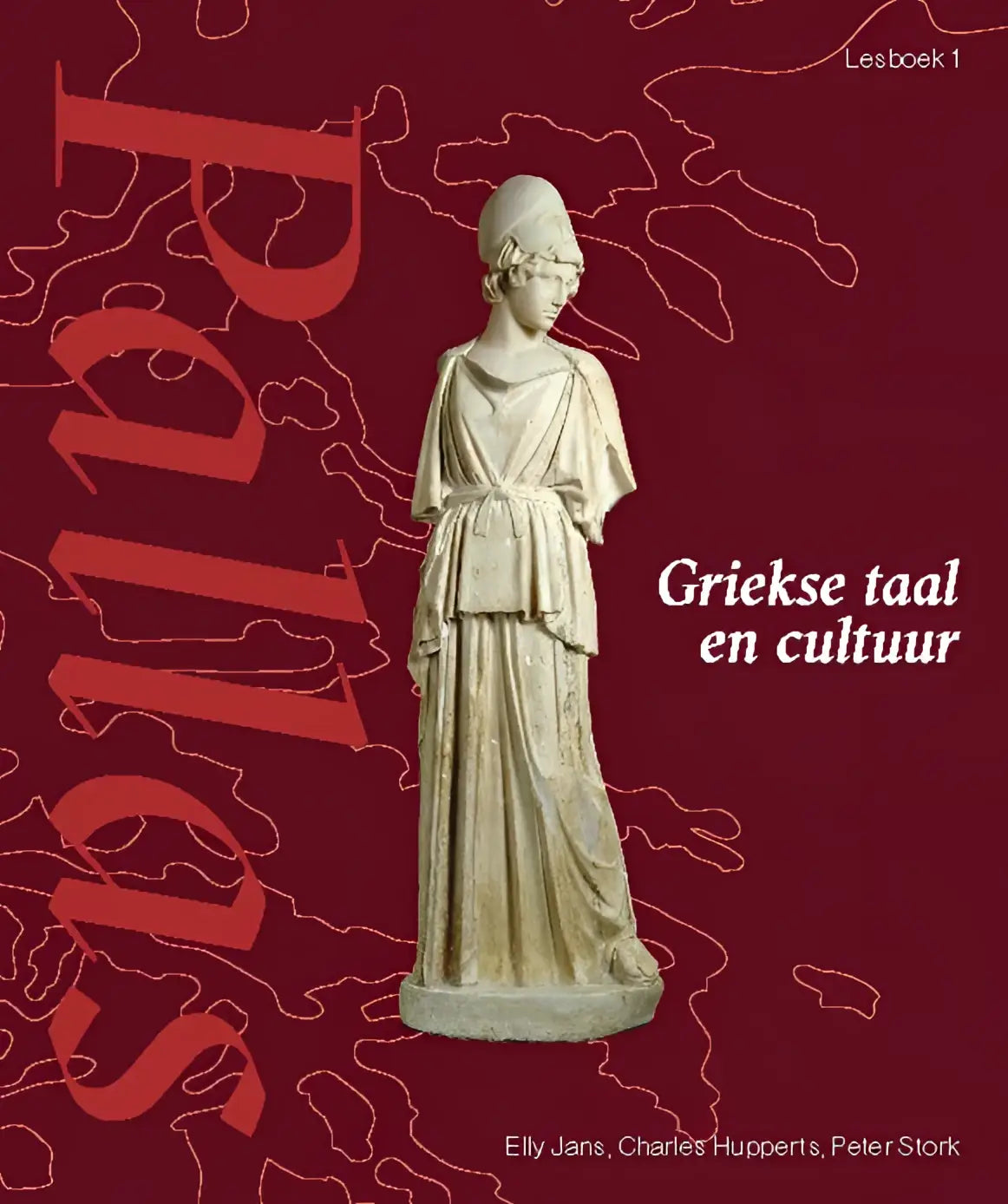 Klassiek grieks standbeeld van een gedrapeerde vrouwelijke figuur in lichtkleurige steen voor griekse taal en cultuur
