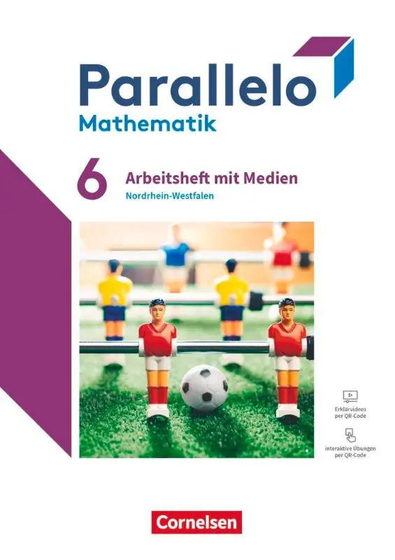 De cover van parallelo 6 arbeitsheft mit medien zeigt een mini tafelvoetbal met rode en gele spelers