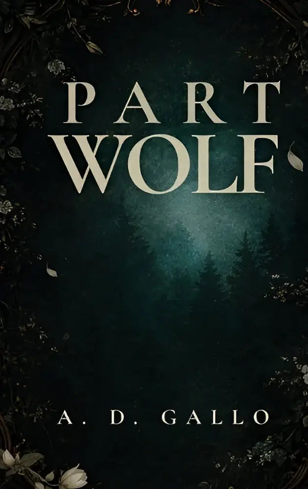 Boekomslag van part wolf door a uit de bradford wolves series met donkere wolf en bosachtergrond