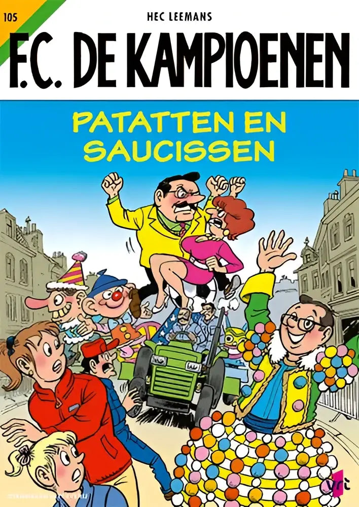 De omslag van het stripboek f.c. in het product patatten en saucissen met kleurrijke illustraties