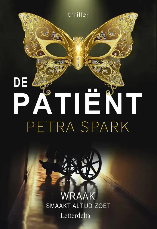 Een gouden, sierlijk vlindermasker met filigrain en edelstenen passend bij de titel wraak smaakt altijd zoet