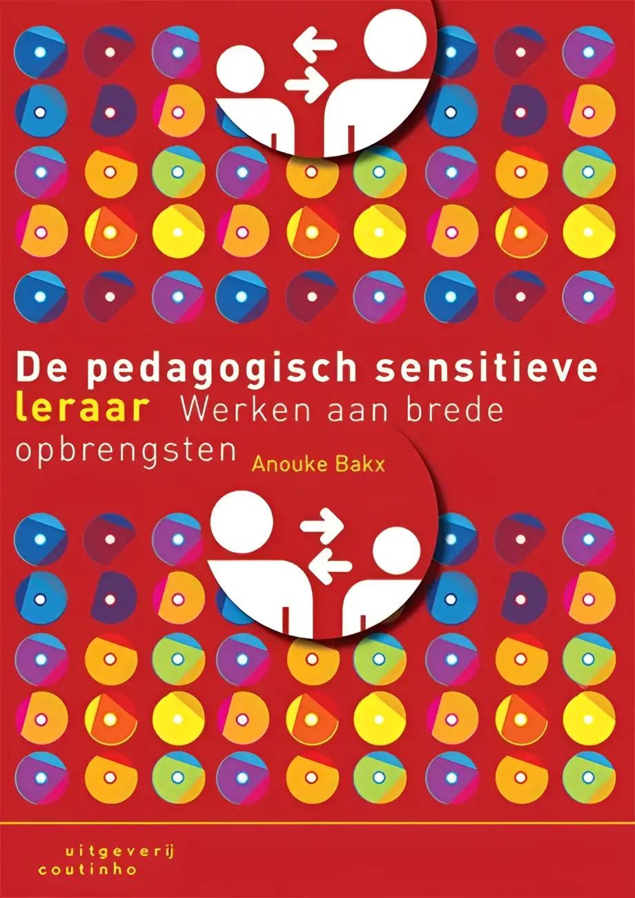 Rood boekomslag De pedagogisch sensitieve leraar met kleurrijke cirkels en silhoutten
