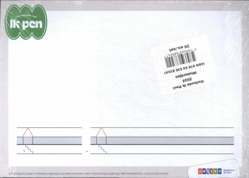 Wit plastic verpakt educatief werkboek methode ik pen met groen logo en barcode voor ik pen 2024 wisbordje 2 3 4
