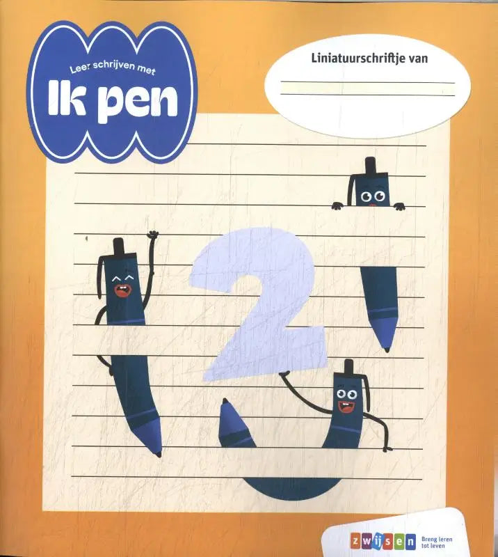 Blauwe cartoon pennen met lachende gezichten en armen geïllustreerd op gelinieerd notitiepapier voor ik pen