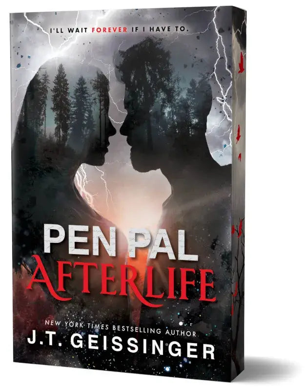 De deluxe editie van het boek pen pal afterlife door j.t. toont een stijlvolle cover met duistere accenten