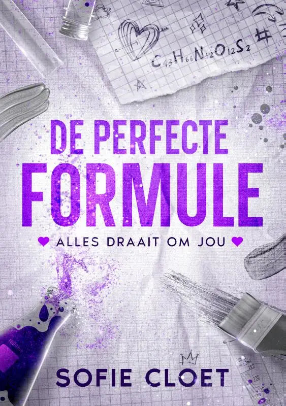 Productcover met paarse tekst de perfecte formule en kleine roze hartjes alles draait om sofie cloet