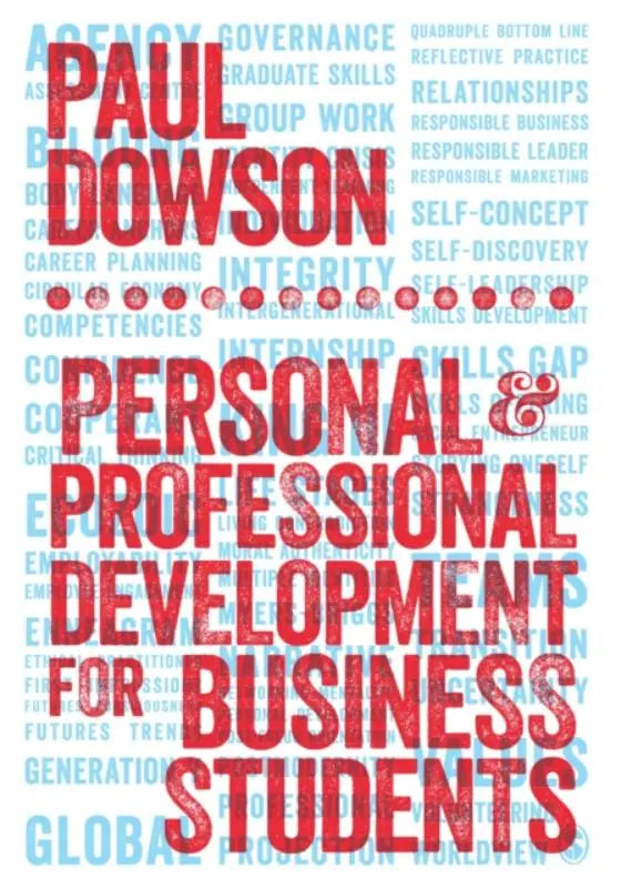 Rode en blauwe tekst op witte achtergrond met titel personal and professional development for business students door paul dowson voor professionele ontwikkeling