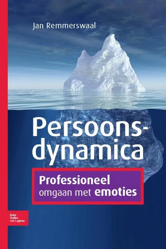 The book cover of persoonsdynamica by jan remmerswaal shows a white jagged iceberg rising from deep blue water for geneeskunde algemeen