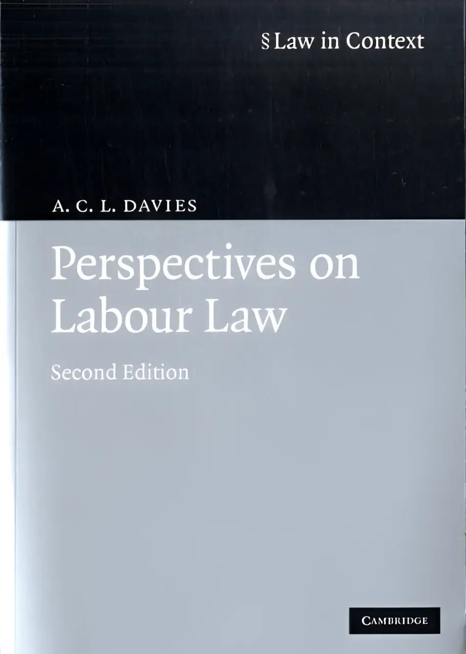 Een minimalistisch hardcover boek met een matte grijszwarte omslag en witte tekst over labour law en human rights