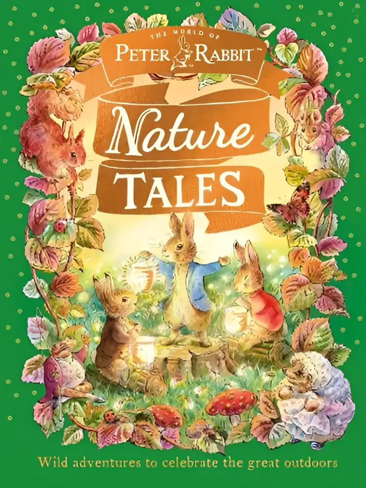 A colorful children’s book peter rabbit nature tales by beatrix potter featuring illustrated rabbits in an autumn garden