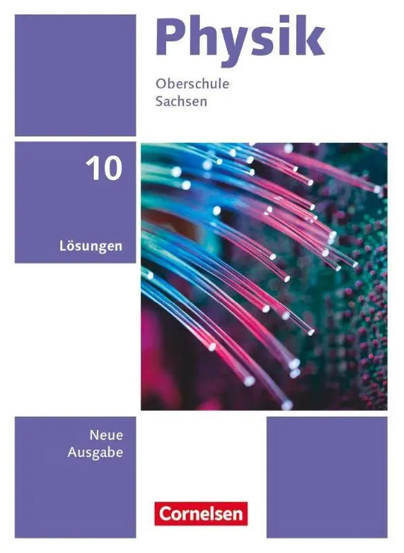 Paars omslagen fysica leerboek voor 10e klas uitgave sachsen 2022 met levendige vezelkabel afbeelding op cover