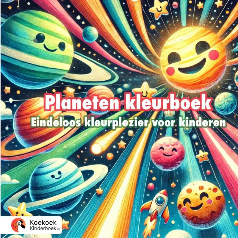 Vibrant cartoon stijl planeten kleurboek voor kinderen met lachende planeten en sterren voor jonge lezers en kleine astronauten