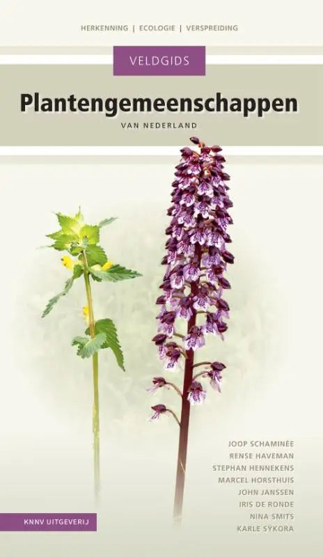 Cover van het botanische gidsboek plantengemeenschappen van nederland met plantenillustraties door joop schaminée karle sýkora marcel horsthuis