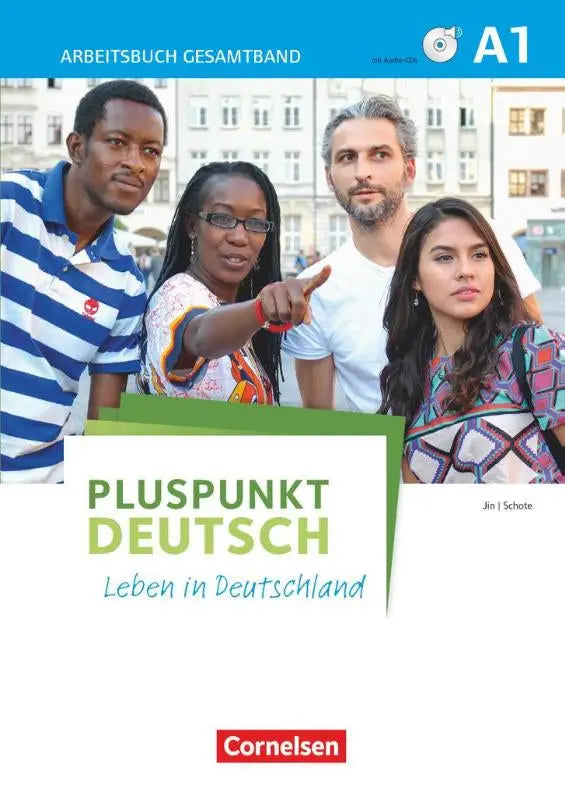 Pluspunkt deutsch arbeitsbuch mit lösungsbeileger afgebeeld met blauwe en witte gestreepte polo met rood logo