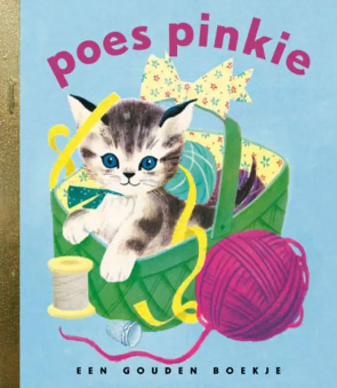 A charmant geïllustreerde kinderboekcover van poes pinkie met een pluizige tabbykitten voor jonge lezers