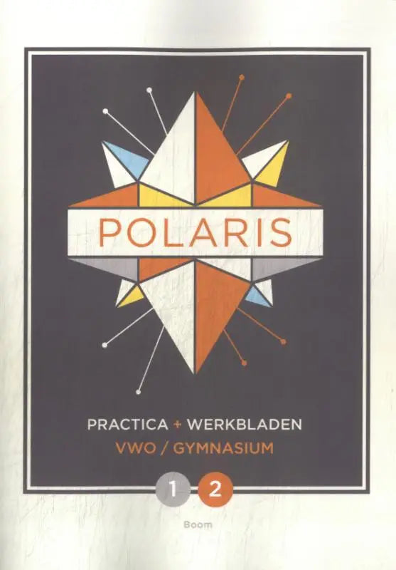 Polaris vwo gymnasium oefenboek set voor groep 1 en 2 met geometrisch sterrenontwerp in oranje, wit, blauw en geel