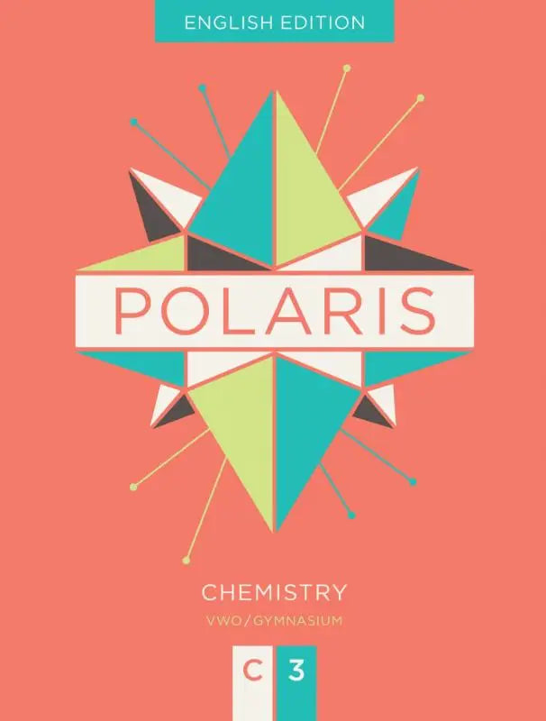 De voorkant van de engelse editie polaris chemistry leerboek voor vwo gymnasium c3 in helder blauw voor scheikunde