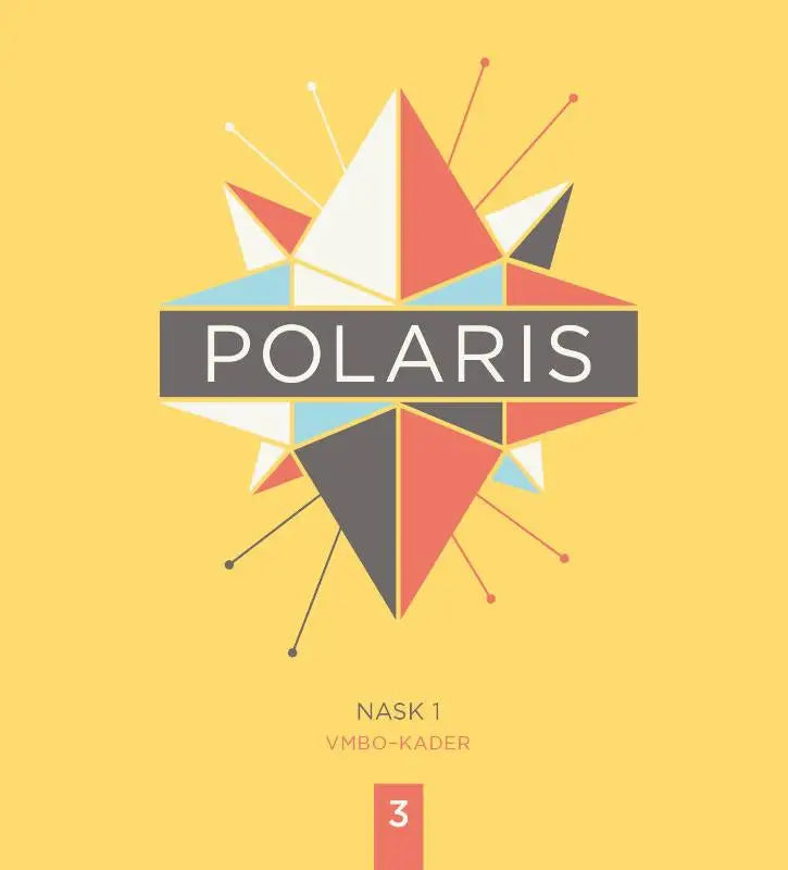 Polaris nask1 logo met geometrisch sterrenontwerp in rood wit blauw en zwart op gele achtergrond