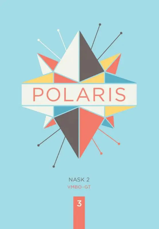 Het Polaris NaSk2-logo toont gestileerde geometrische driehoeken in wit, donkergrijs, rood, geel en blauw op lichtblauwe achtergrond