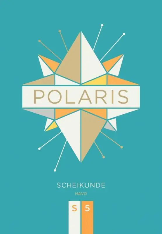 De cover van polaris scheikunde toont een geometrisch sterontwerp in wit beige en oranje met de naam polaris