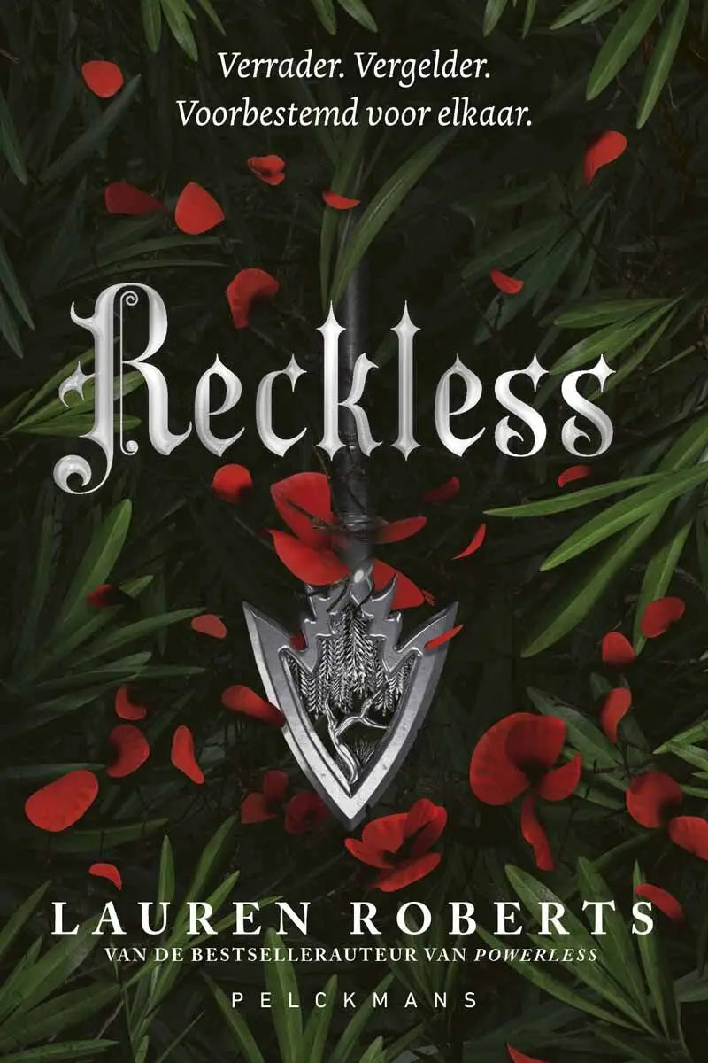Zilveren dolk met sierlijk schildvormig heft en gedetailleerd gegraveerd ontwerp uit powerless nederlandse set van lauren roberts