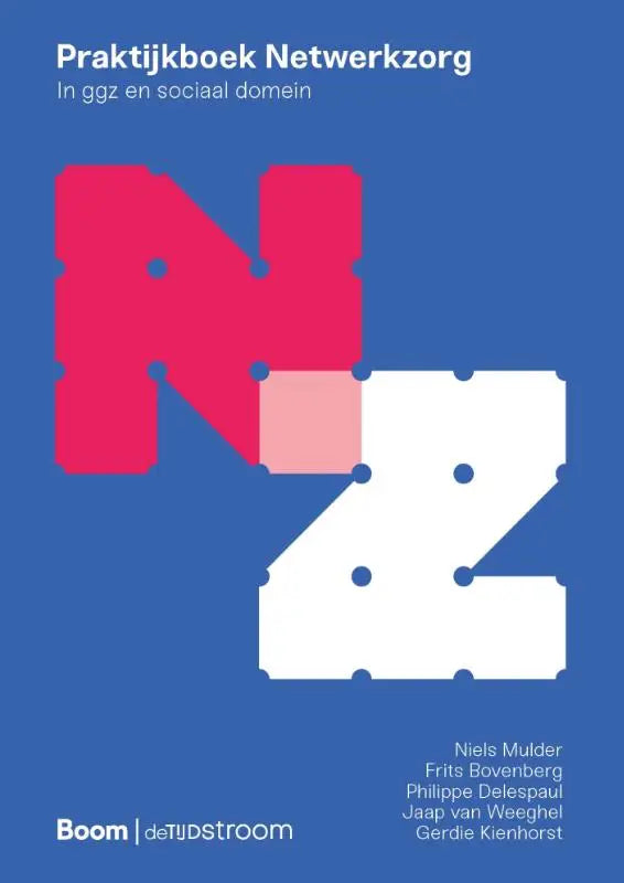 Blauw praktijkboek netwerkzorg met rood-wit n2 logo voor gebruik in ggz en sociaal domein