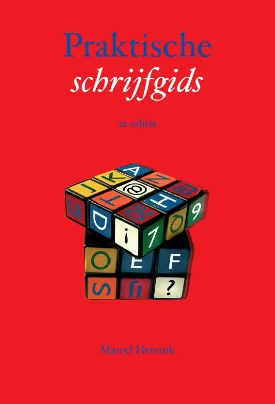 Kleurrijke multicolor kubus met letters en symbolen op elke zijde, geschikt voor praktische schrijfgids productgebruik