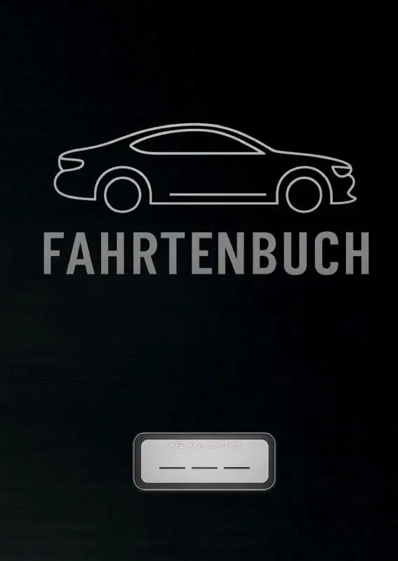 Zwart leren fahrtenbuch met zilveren autosilhouet en titel fahrtenbuch, zur steuerlichen anerkennung geeignet, mit viel platz
