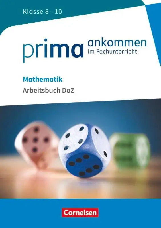 Blauwe en witte dobbelstenen met zwarte stippen en glanzende afwerking voor prima ankommen binnen dezelfde reeks onderwijsmateriaal klasse 8-10