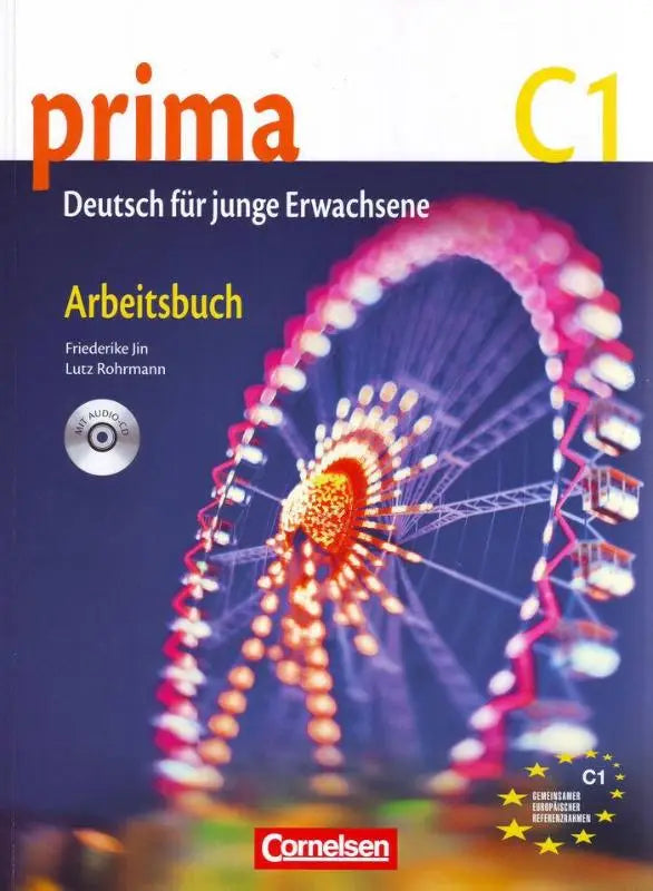 Cover van het prima c1 arbeitsbuch mit audio-cd met verlichte reuzenrad in roze en wit tegen donkerblauwe achtergrond
