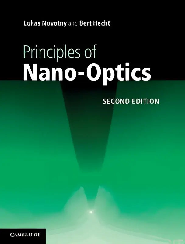 The book cover for principles of nano-optics its second edition features a green gradient background and bold white font