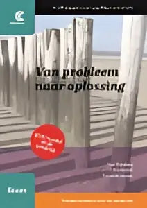 Boekcover van probleem naar oplossing met zwarte tekst op witte achtergrond en rode en blauwe grafische elementen door els heene, frederik boone en paul rijnders