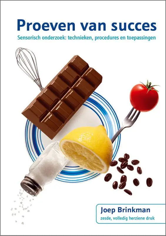 De boekcover van proeven van succes toont een glanzende, donkerbruine chocolade reep met duidelijke rechthoekige segmenten voor marketing door joep brinkman