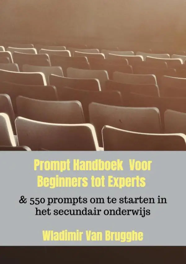 De cover van het prompt handboek voor secundair onderwijs toont de titel in gele letters op een grijze achtergrond