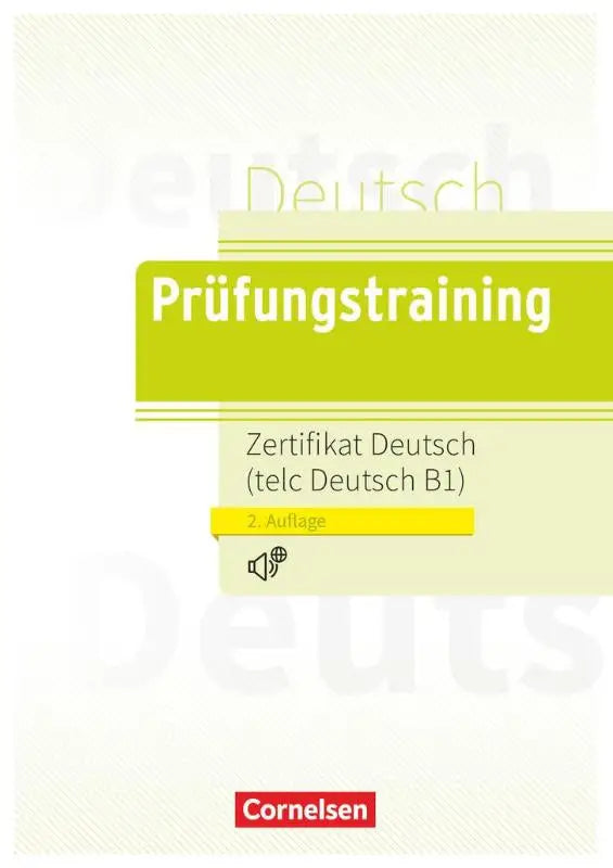 Limegroene en witte boekomslag voor prüfungstraining daf door cornelsen als examenvoorbereiding zertifikat deutsch telc deutsch