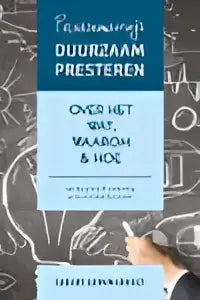 De boekcover van prutsenderwijs duurzaam presteren toont een minimalistisch ontwerp met de titel duurzaam presteren in zwart
