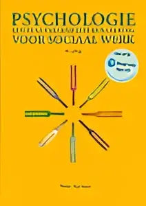 Gele boek psychologie voor sociaal werk door peter kemper met groen oranje geometrisch ontwerp voor hoger onderwijs